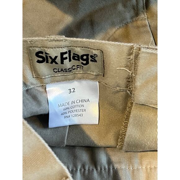 Six Flags Tan Flat Front Chino Shorts Mens W:32 - Picture 3 of 3